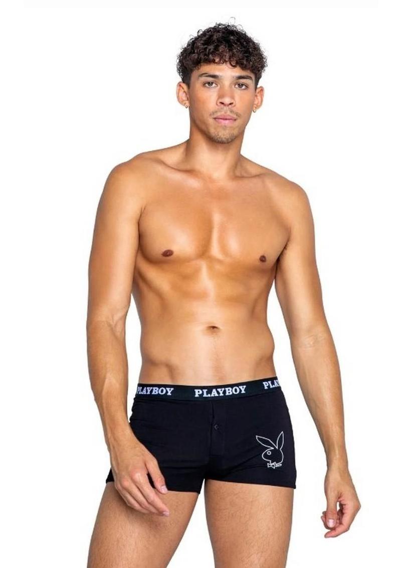 Playboy Mens Tuxedo Boxer Brief - Black/White - XLarge