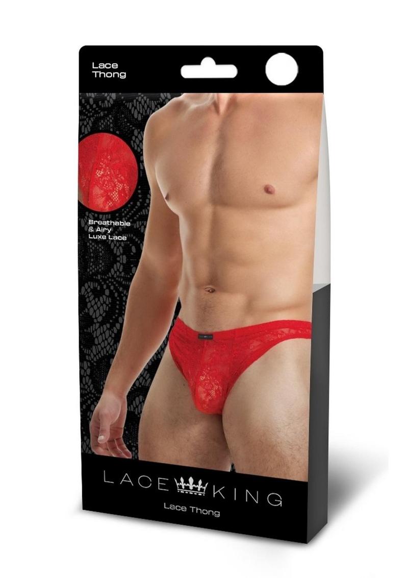 Lace King Lace Thong - Red - Large/XLarge