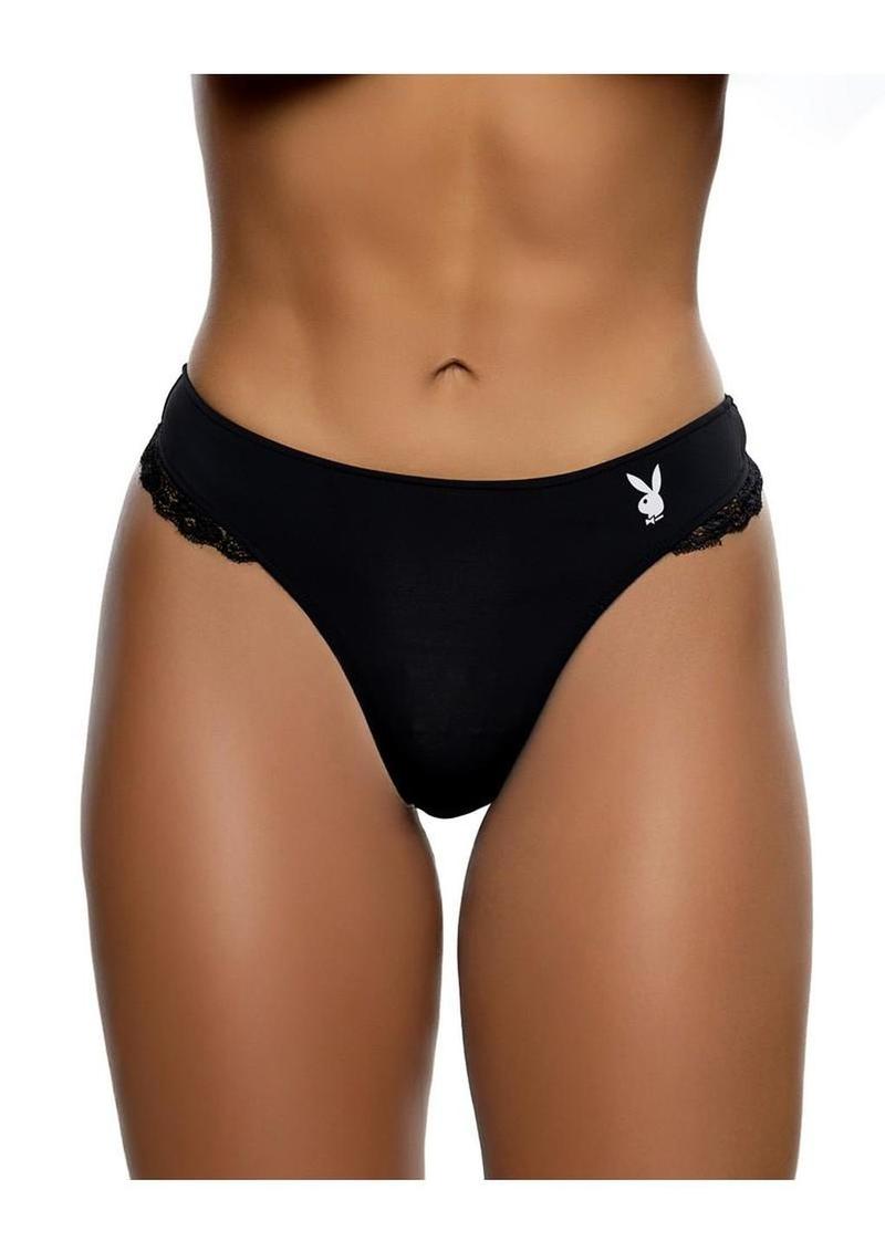 Playboy Ultra Soft Panty - Black/White - Medium/Small