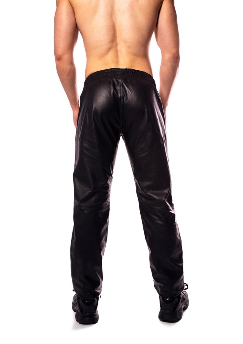 Prowler Red Leather Joggers - Black/White - Large